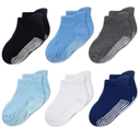 CozyWay Baby & Toddler Socks with Grippers Non Slip Ankle Grip Socks For Boys and Girls - Comfy Soft Cotton - 6 Pack 3-5T