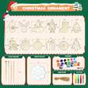 OCHIDO 36 Pcs Wooden Christmas Ornaments for Hanging Decorations,12 Styles Unfinished Wooden Slices with Holes for Paintable Crafts,Kid DIY Craft Gift Toys with Paint Set for Girls and Boys Ages 512