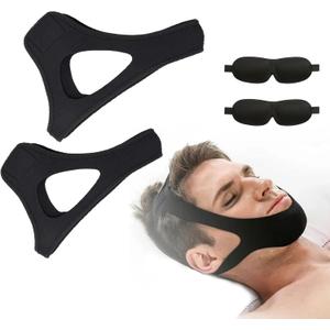 Airflow Jaw Strap for Sleep, 2pcs Airflow Jaw Strap, ChinStrap for Sleeping(with 2 Sleep Masks)