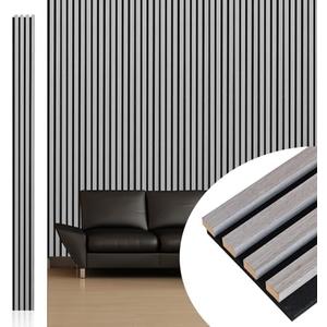 NeatiEase Wood Wall Panels, 9 Feet Acoustic Slat Wall Panels for Interior Wall Decor and Noise Reduction, Decorative Slat Wall Paneling, Gray Oak, 4-Piece
