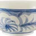 Maxdot Blue and White Bowl 10 x 5 Inch Large Hand Painted Stoneware Decorative Vase Bowl with Floral Chinoiserie Ceramic Design for Kitchen Centerpiece Creative Home Decor