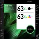 63 63XL Ink Cartridges Combo Pack Envy 4520 OfficeJet 3830 Replacement for HP 63XL Ink Cartridges Black and Color for HP Envy 4512 OfficeJet 4650 5255 5258 5200 DeskJet 1112 Printer 2-Pack
