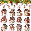 Huwena 36 Pcs Christmas Winter Snowman Ornaments for Tree Snowman Christmas Decorations Wooden Cutouts Wooden Tree Ornaments for Holiday Winter Xmas Party Supplies(Vintage)