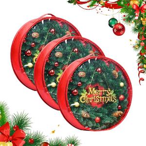 noodunch Christmas Wreath Storage Container Wreath Storage Bag 1Pcs 24 Inch with Zipper and Sturdy Carrying Handle for Christmas Wreath Storage