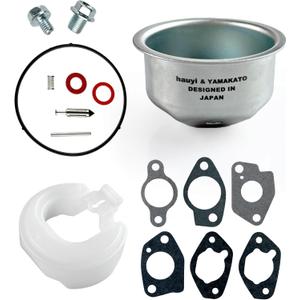 YAMAKATO Huayi P21 P27 Carburetor Float Bowl Kit for Honda GX390 GX340 GX270 GX240 Fuel Bowl Chamber Needle Gasket Seal Pin & Sealing Screw Washers Kits for Small Engines Pressure Washer
