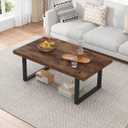 IBF Rustic Brown Coffee Table, Industrial Wood Living Room Table 39 Inch