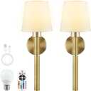 Neddie Battery Operated Wall Sconce Set of 2,Gold Rechargeable Wall Sconce,3 Dimmable Light Bulbs with Remote Control  12-Color Wireless Wall Sconces, Ideal for Bedrooms, Living Rooms& Hallways