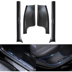 for Tesla Model Y Door Sill Protector, Door Sill Protector for Tesla Model Y 2021-2024 5 Seater Model Y Accessories Carbon Fiber Door Sill Scuff Plate Edge Guard, Not fit 7 Seater