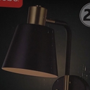 Lex 1-Light Plug-In or Hardwire Wall Sconce - Matte Black With Antique Brass Accents