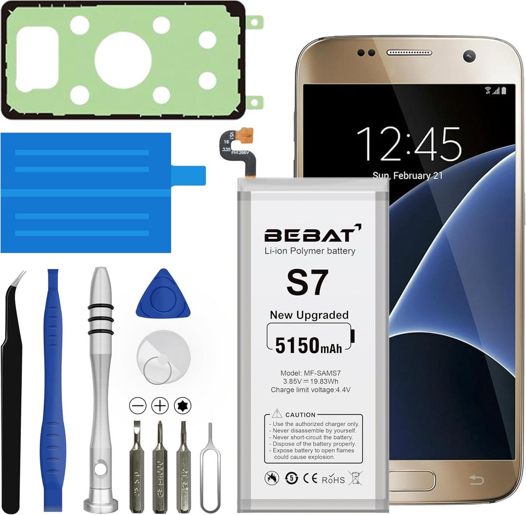 Replacement Battery for Samsung Galaxy S7,5150mAh High Capacity New 0 Cycle Lithium Polymer Replacement Battery for Samsung Galaxy S7 G930 G930V G930A G930T G930P G920V with Repair Tool Kits