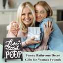 Live Laugh Poop Funny Bathroom Decor Reminder Decorative Sign Humorous Vanity Sign for Home Hotel Airport Restroom Toilet Gag Fun Gift for Coworkers Friends White Elephant Gifts