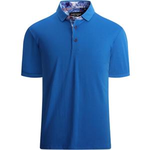 Alex Vando Mens Polo Shirts Short Sleeve Regular Fit Fashion Designed Shirt (Large, Royal)