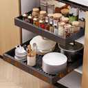 OneDream 2 Pack Pull Out Cabinet Organizer, 21" Deep Slide Out Drawers for Kitchen Cabinets, No Drill Adhesive Pull Out Drawers for Cabinets, Back Roll Out Shelves Adjustable Width 12.05"-20.4"