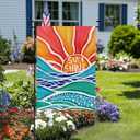 CROWNED BEAUTY Summer Sunshine Garden Flag Double Sided 12x18 Inches Small Burlap Seasonal Welcome Yard Decoration for Outside Porch CF1793-12