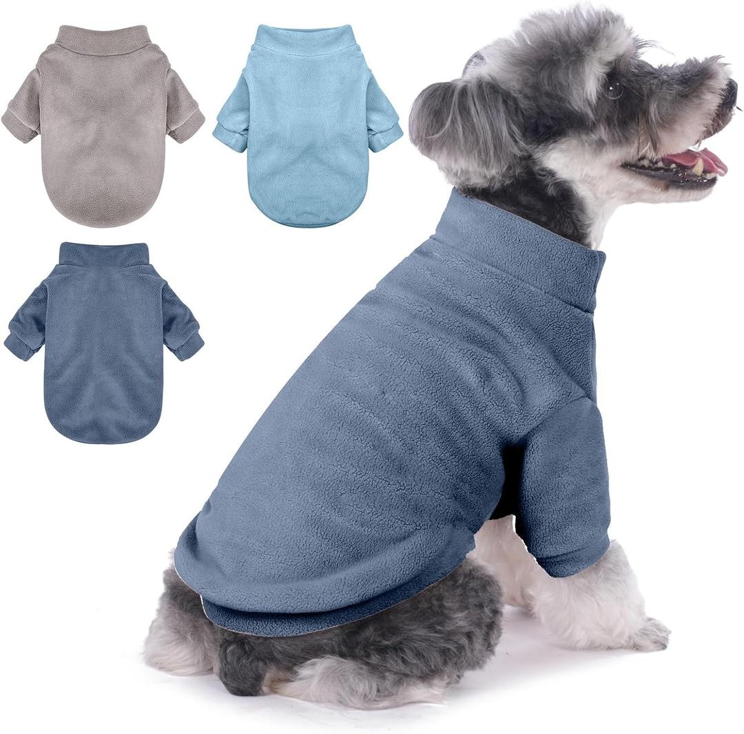 GYALAPERI Dog Sweater, 3 Pack Dog Sweaters for Small Dogs Girl Boy, Ultra Soft Warm Puppy Clothes Dog Coat for Winter (Gray+Azure+Navy, Medium)