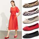 Shupua Women's Flats Black Flats Shoes Pointed Toe Ballet Flats Comfortable Bow Girls Flats Dressy (10, Red)