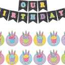 Mooliwe 72 Pcs Birthday Chart Set Composition Notebook Bulletin Board Decor