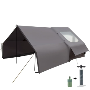 Inflatable Camping Tent, with Electric Air Pump, 4 Season Waterproof Windproof, Clear Skylight & 420D Oxford Waterproof, Air Tent with Mesh Windows/Doors, 118"L x 164"W x 78"H