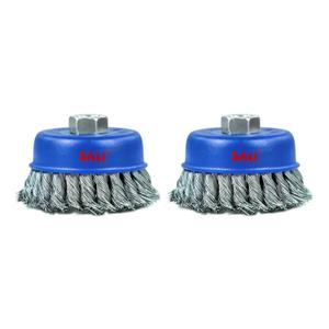 SALI 2 Pack Wire Cup Brush, 4 Inch Twisted Knotted Cup Brush for Grinders, with 5/8-11 Inch Arbor for Heavy Cleaning Rust, Stripping and Abrasive, for Angle Grinder