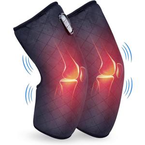 COMFIER Heated Knee Massager Heating Pad for Knee Pain Relief,Heat Knees Warmers Wrap with Massage and Vibration-Greige
