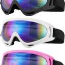 Ski Goggles, Motorcycle Goggles, 3 Pack Snowboard Snow Goggles for Men Women Adult Youth