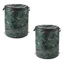 29.5-Gallon Pop up Outdoor Garbage Can Set - Set of 2 Collapsible Trash Cans for Parties, Yard Waste, or Laundry - Camping Accessories by Wakeman