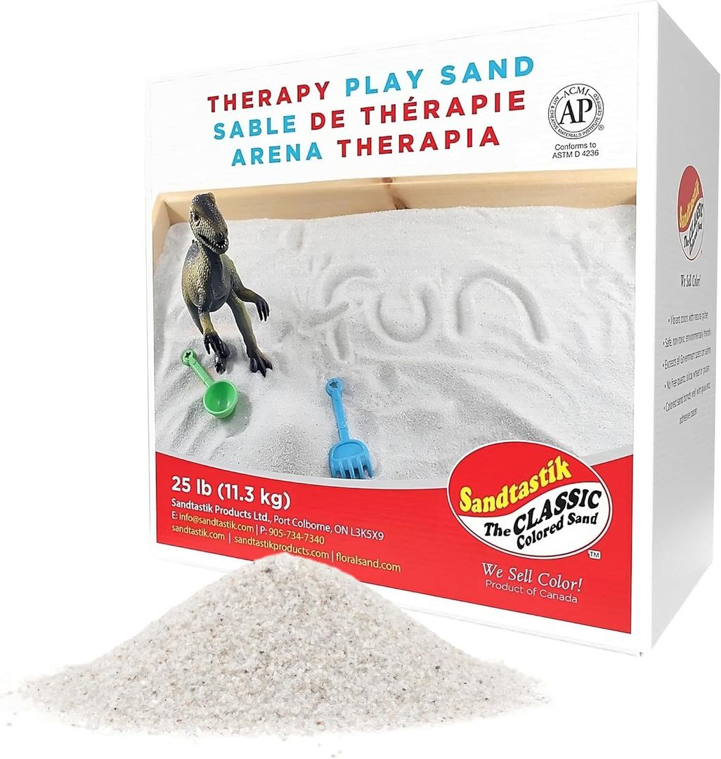 Sandtastik Therapy Play Sand - White, 25 lb (11.3 kg) Box - Fill Sensory Tables, Sand Trays & Water Tables! Formulated for Therapy Professionals & Teachers