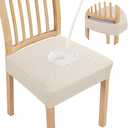 Smiry Waterproof Seat Covers for Dining Room Chairs Set of 2, Stretch Jacquard Removable Washable Chair Seat Slipcovers Protector, No Rear Covers, Beige