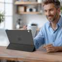 ProCase for iPad Air 13 Inch Case M3 2025/M2 2024, Slim Smart Cover iPad 13 Air M3 M2 Case with Translucent Hard Shell Back, Supports Touch ID, Auto Wake/Sleep -Black