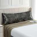 EXQ Home Satin Body Pillowcase for Hair and Skin- Rose on Black Silk Long Pillowcase 20x54 inches - Satin Pillow Cases with Envelope Closure, Gifts for Women