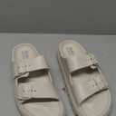 FUNKYMONKEY Women's Comfort Slides Double Buckle Adjustable Plastics Flat Sandals (8)