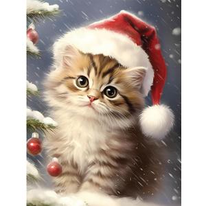 Bits and Pieces Christmas Kitten Puzzles for Adults Large Pieces, Cute Kitten in Santa Hat, Random Die Cut, No 2 Pieces Alike (300 Piece Puzzle)