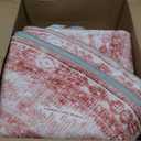 OPPODREAM Vintage Pink Area Rugs 5' Round, Washable Rug for Living Room | TPR Non-Slip Backing, Retro Low-Pile Faux Cashmere Surface, 5' Round Distressed Carpet for Bedroom, Office, Dorm, Dining Room