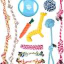 Dog Rope Toys Set, 11 Pack Puppy Chew Toys with Flying Disc, Cotton Rope Ball, Giraffe, Carrot, Knot Toys for Training, Playing, Interactive Pet Toys
