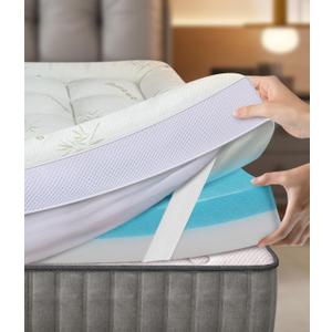 Fracho 4 Inch King Memory Foam Mattress Topper, Dual Layer Design with 2" Bamboo Rayon Pillow Top & 2" Cooling Gel Memory Foam, CertiPUR-US Certified Medium-Firm Bed Topper for Pressure Relief