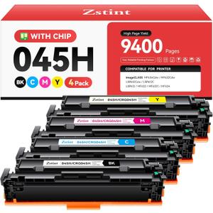 045H Toner Cartridge 4-Pack High Yield with Chip Replacement for Canon 045H CRG-045H Toner Cartridges Compatible with Canon imageCLASS MF634Cdw MF632Cdw LBP612Cdw LBP612C MF632 MF632C MF634 Printer