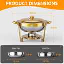 4 Pack 6QT Gold Chafing Dishes for Buffet, Round Chafing Dish Set 304 Stainless Steel Food Warmer Tool-Free Assembly Buffet Servers and Warmers to Keep Food Hot or Cold, for Party, Wedding, Catering