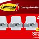 Command Broom and Mop Grippers, 3 Hangers and 6 Command Strips, Damage Free Hanging Wall Mount Broom and Mop Holder, Household Cleaning Organizer for Organization and Storage, Holds up to 4 lb