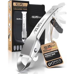 KLRStec Professional Caulking Tool [100% Stainless Steel] 4 in 1 Caulk Remover Tool Kit - Grout Remover and Finishing Tool Professional Multitool for perfect Silicone Joints DIY Sealer and Scraper