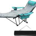 Reclining Camping Chair 4 Position with Foot Rest Comfortable for Adults 265Ibs Folding Lounger Mesh Beach Chair with Cooler Bag,Cotton Cushion and Cup Holder for Outdoor Patio