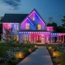 32ft Multicolor RGB LED Eaves Lights, 25 LED, Smart App & Remote Control, IP67 Waterproof, Permanent Outdoor Lights for Garden, Holiday, Christmas