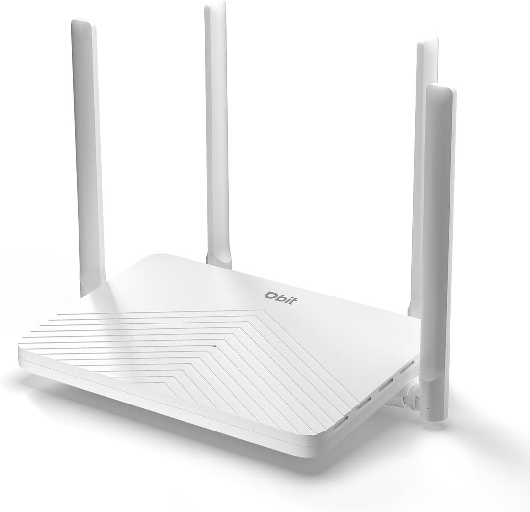 DBIT AC1200 WiFi Router 2.4GHz +5GHz Dual Band MU-MIMO Wireless Internet Router with 4 Gigabit Ethernet Ports, 4 x 5dBi Antennas, Bridge & Repeater Mode, EasyMesh, Guest Network (T18-21K)