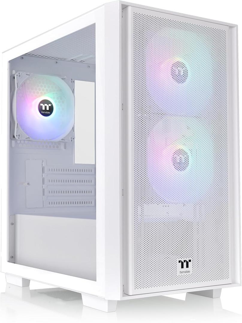 Thermaltake Versa H16 TG ARGB Snow Micro ATX Tower Case; Tempered Glass Side Panel; 3 Pre-Installed ARGB Fans; CA-1Y8-00S6WN-01