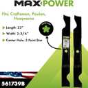 MaxPower 561739B 2 Blade Set for 46" Cut Craftsman, Husqvarna, Poulan Replaces OEM no. 405380, 594892801, 532405380, CMXGZAM110147