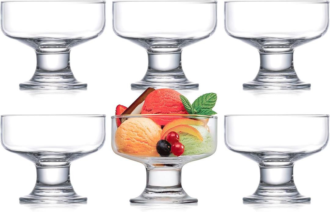 Kingrol 6 Pack Crystal Glass Dessert Bowls, 6.5 oz for Ice Cream, Fruit, Pudding, Snack, Cereal, Nuts - Premium Serving Dishes, Mini Trifle Bowl Kingrol 6 Pack Crystal Glass Dessert Bowls, 6.5 oz for Ice Cream, Fruit, Pudding, Snack, Cereal, Nuts - Premium Serving Dishes, Mini Trifle Bowl