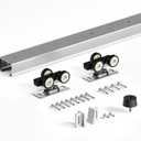 7FT Sliding Pocket Door Hardware Track Kit,Aluminum,Commercial Grade,Top Mount,Heavy Duty,Smoothly and Quite,Easy to Install for 32"-42" Door(Door is not Included)