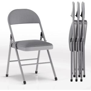 VECELO Folding Chairs Set for Office, Indoor Outdoor, Charcoal Grey
4 Pack, Comfortable Padded Seat & Backrest with Steel Frame