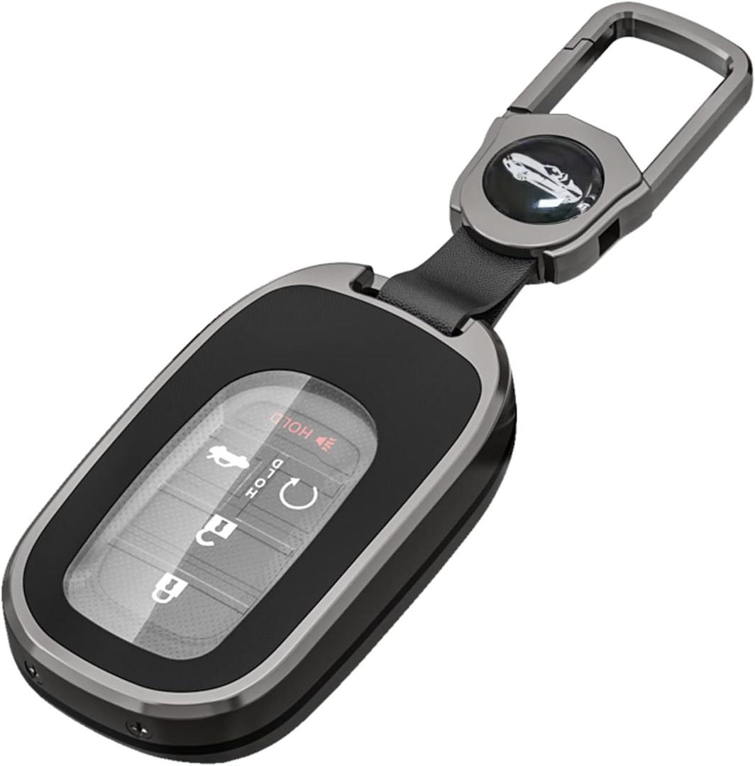 for Honda Key Fob Cover with Keychain,Metal Shell Soft TPU Full Protection Key Case for Honda 2022 2023 2024 2025 Accord Civic HR-V CR-V Pilot Sport SI EX EX-L Touring Smart Remote Key Protector