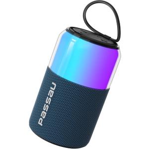 Passau Portable Bluetooth Speaker with Lights Show, 15W Loud Clear Sound, White Elephant Gifts for Adults, BT 5.4, LED Lights up Speakers Stocking Stuffers Gifts for Kids, Teen, Girls, Boys (Blue)