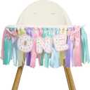 Donut 1 Years Old Birthday Banner - Sweet One Birthday Party Decorations, Soft Ribbon Ballet Skirt Set, Rainbow High Chair Garland, Sweet One Year Cake Crush Party Decoration
